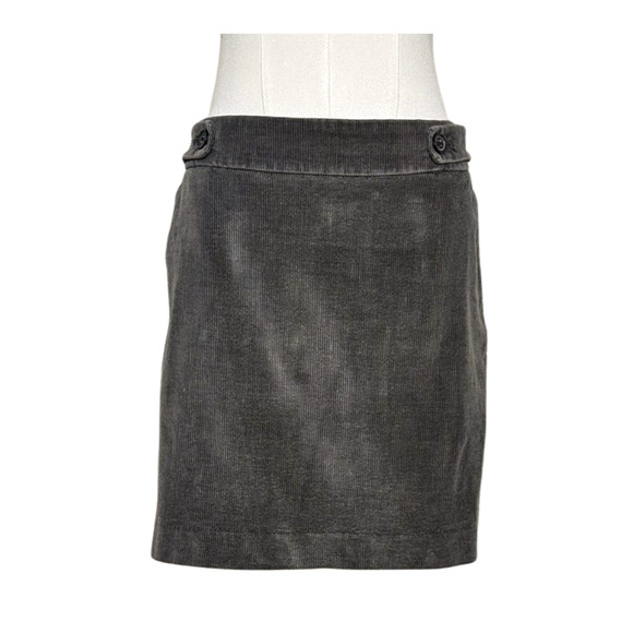 Banana Republic Charcoal Gray Corduroy Stretch Side Zip Mini Skirt Size 6 Preppy - Picture 1 of 6